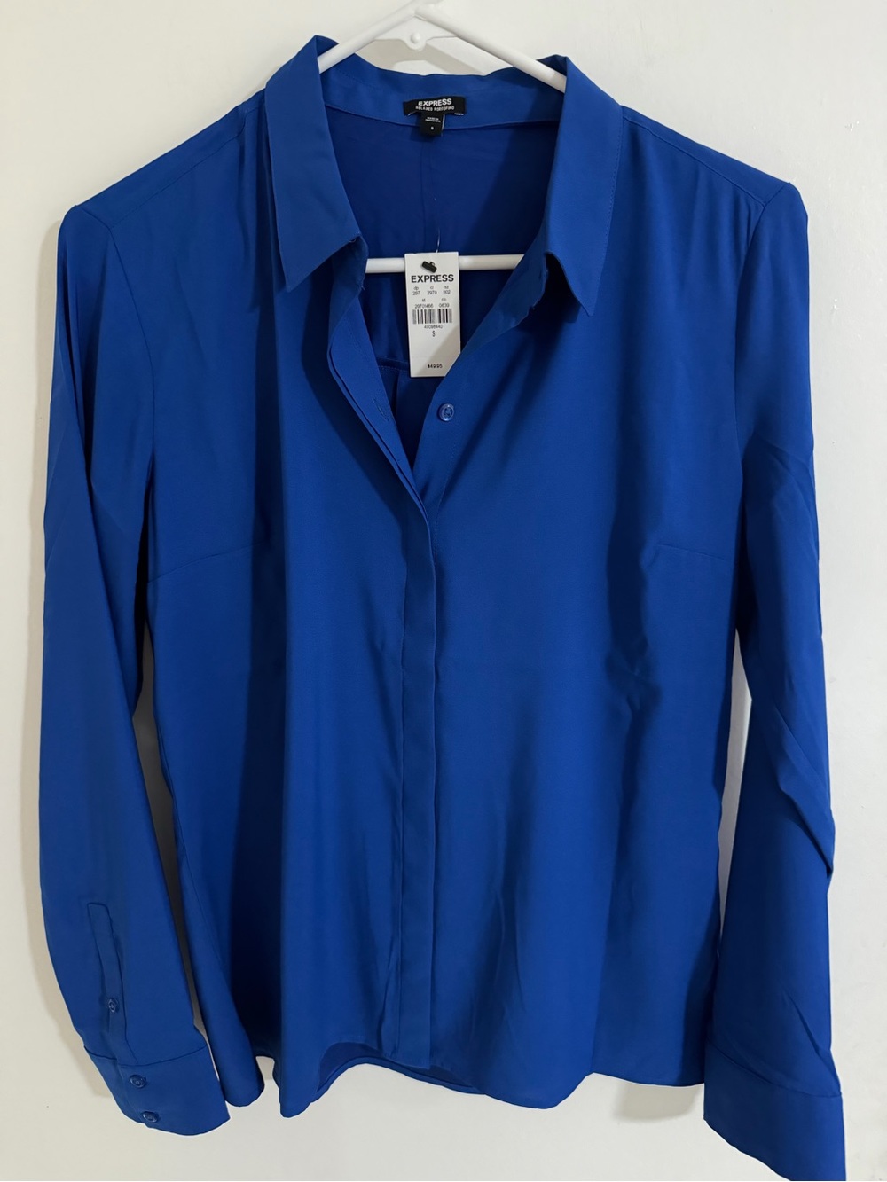 Express Button-Front Collared Shirt in Cobalt Blue